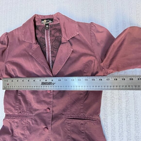 Paul Frank Womens Medium 100% Cotton Burgundy Single-Breasted Blazer Jacket - Picture 6 of 9